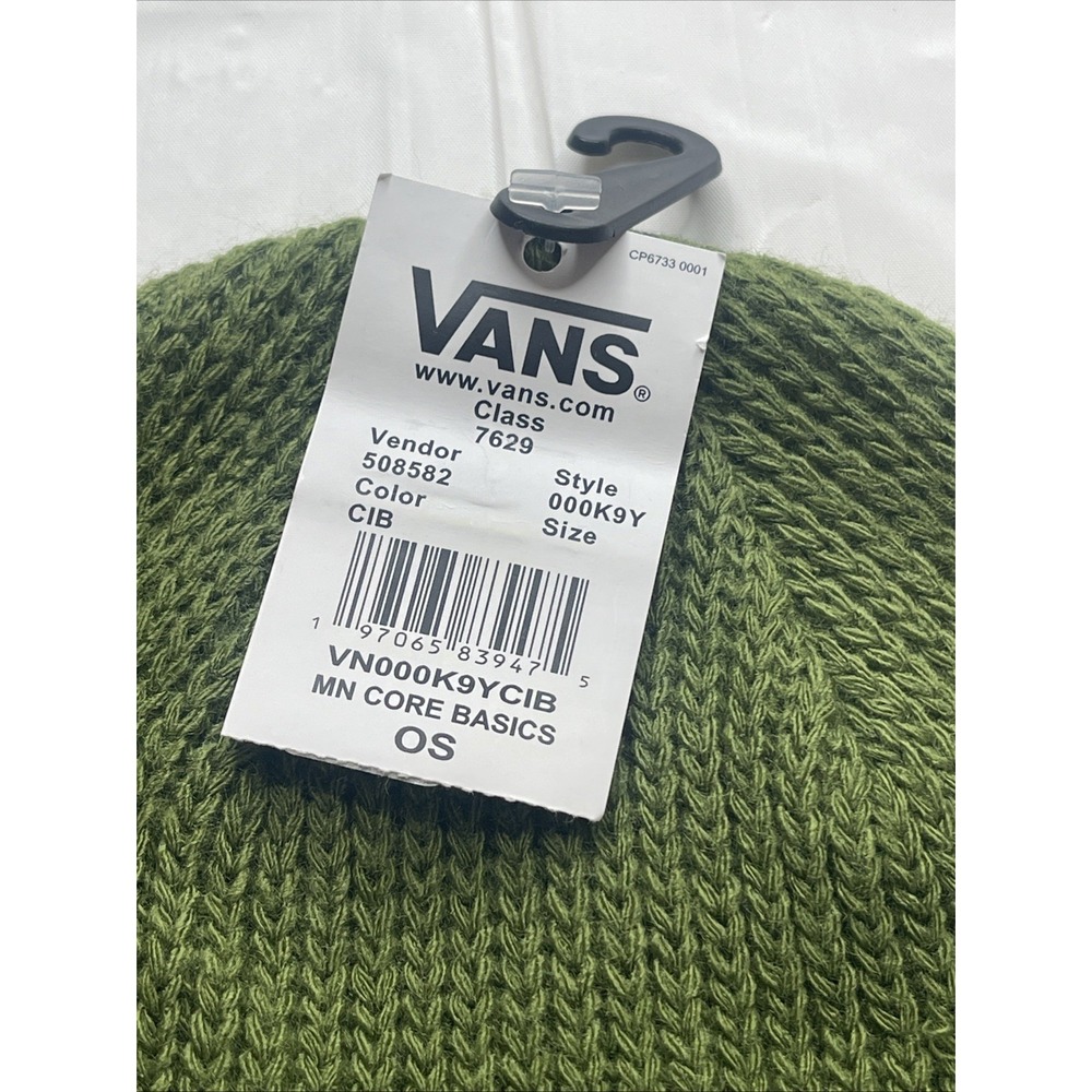 VANS Men's Core Basics One Size Beanie Knit Hat Army Green New with Tags - Picture 2 of 6